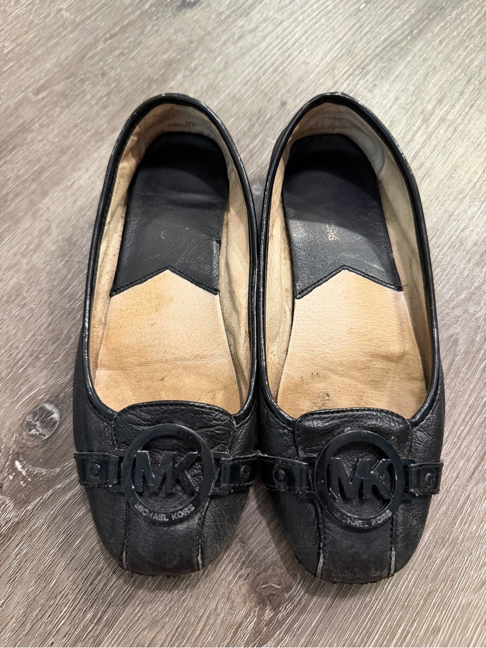 Michael Kors Black Leather MK Logo Loafers